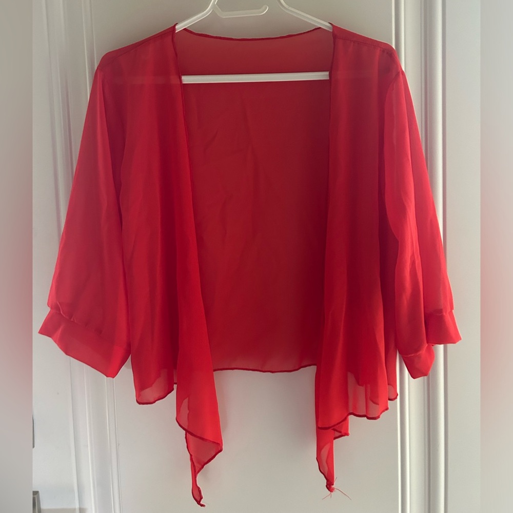 Chinese Brand Women’s Red Chiffon Bolero shrug in Size Large